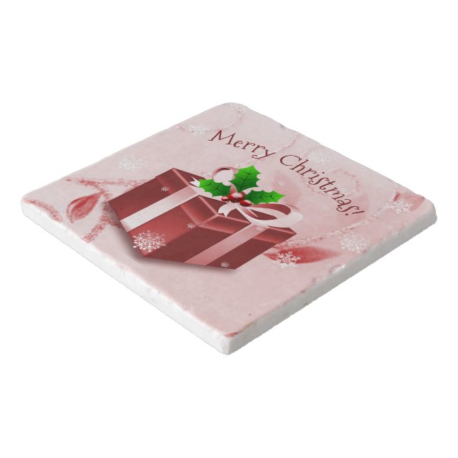 Red Christmas Gift Trivet (Corner)
