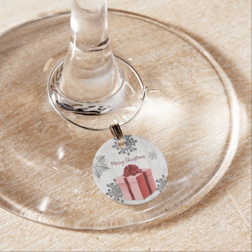 Red Christmas Gift Wine Charm