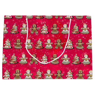 Red Christmas Gingerbread Cookie Christmas Bag