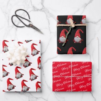 Red Christmas | Gnome | Christmas Wrapping Paper Sheets