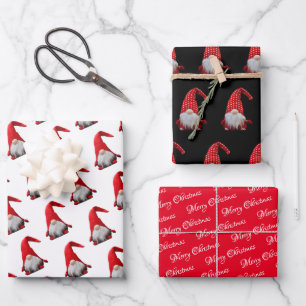 Red Christmas Gnome Christmas Wrapping Paper Sheets