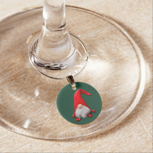 Red Christmas Gnome Wine Charm