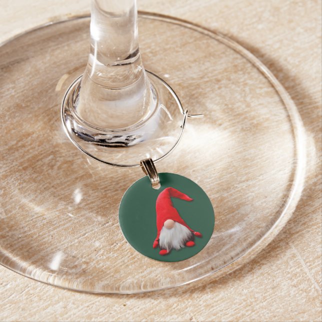 Red Christmas Gnome Wine Charm (In Situ)