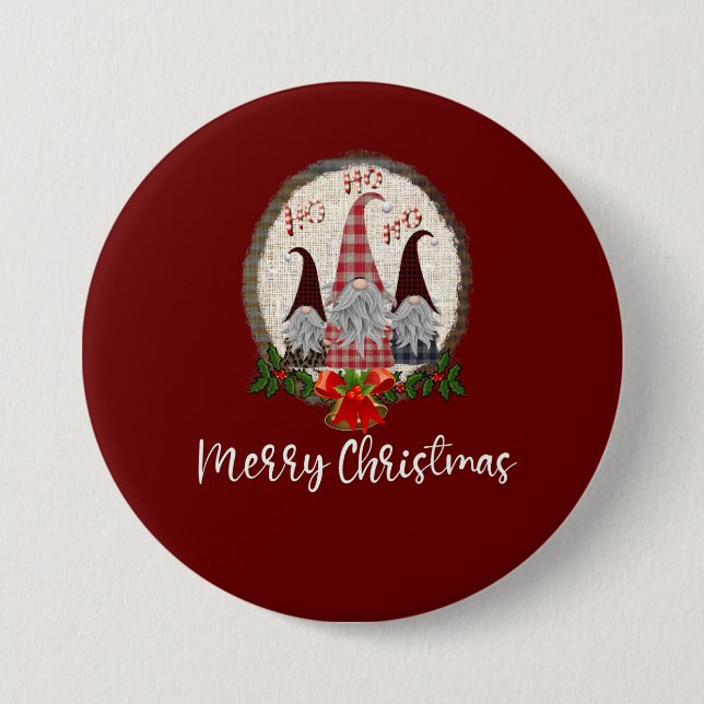 Red Christmas Gnomes Trendy Elves  Button (Front)