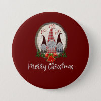 Red Christmas Gnomes Trendy Elves  Button