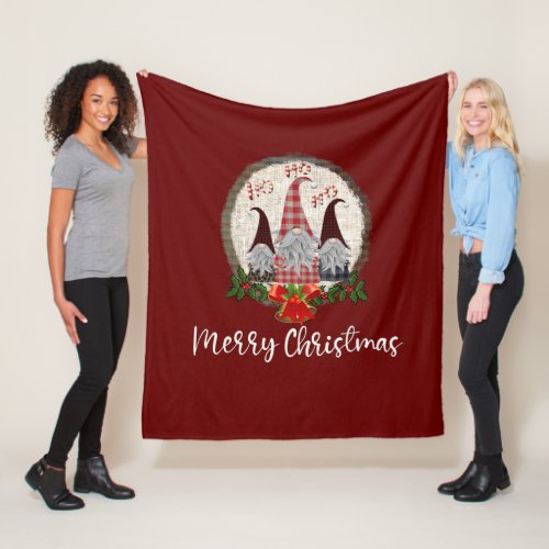 Red Christmas Gnomes Trendy Elves  Fleece Blanket