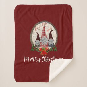 Red Christmas Gnomes Trendy Elves  Sherpa Blanket
