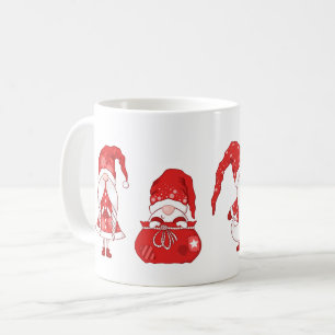Red Christmas Gnomes with Santa Sack Coffee Mug