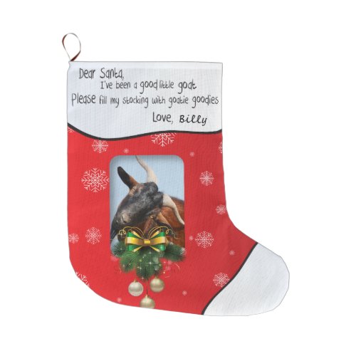 Red Christmas Goat ADD YOUR GOAT Photo Large Christmas Stocking