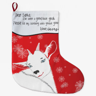 Red Christmas Goat - Dear Santa I have been Good Large Christmas Stocking