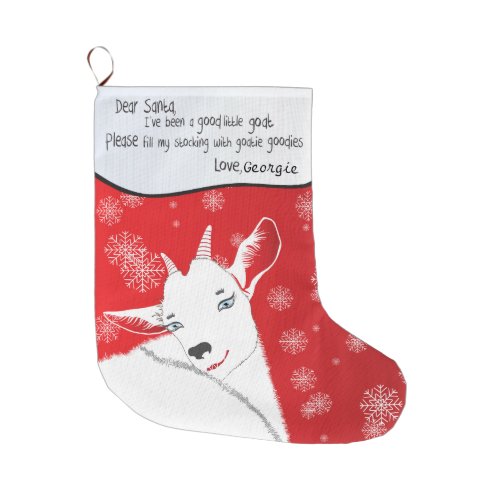 Red Christmas Goat _ Dear Santa I have been Good Large Christmas Stocking