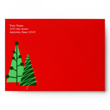 Red Christmas Greeting Card Envelopes w/ Trees