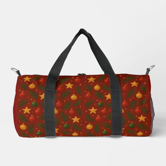 Red Christmas Gym Bag – Classic Holiday Duffel  (Front)