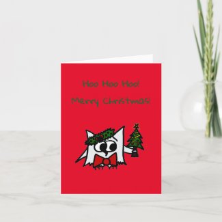 Red Christmas Holiday Card (with Ollie the Owl)