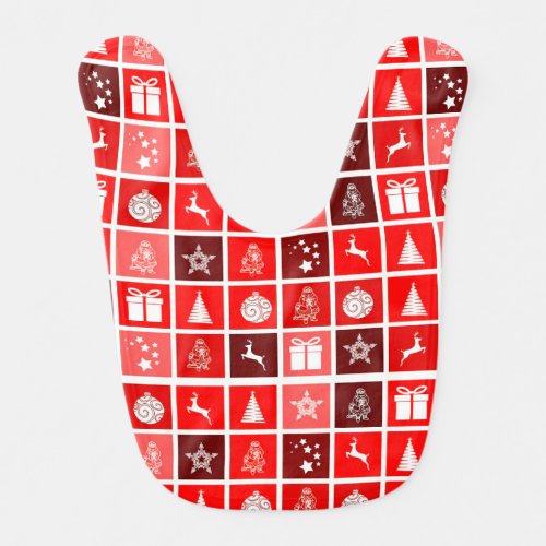 Red Christmas Holiday Cute Tree Reindeer  Baby Bib