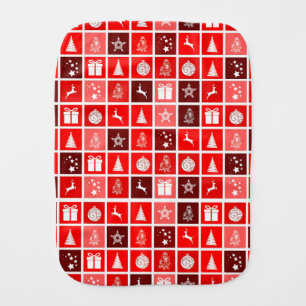 Red Christmas Holiday Cute Tree Reindeer Baby Burp Cloth