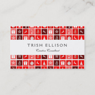 Red Christmas Holiday Cute Tree Reindeer  Business Card