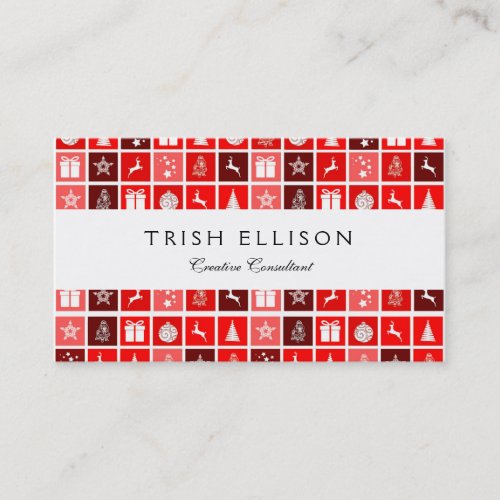 Red Christmas Holiday Cute Tree Reindeer  Business Card