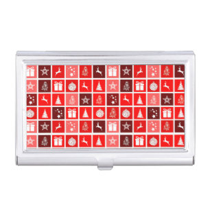 Red Christmas Holiday Cute Tree Reindeer Business Card Case