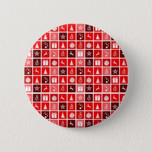 Red Christmas Holiday Cute Tree Reindeer  Button