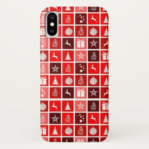 Red Christmas Holiday Cute Tree Reindeer  iPhone X Case