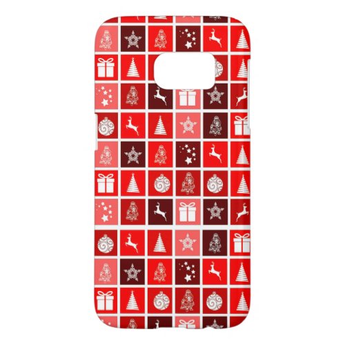 Red Christmas Holiday Cute Tree Reindeer  Samsung Galaxy S7 Case