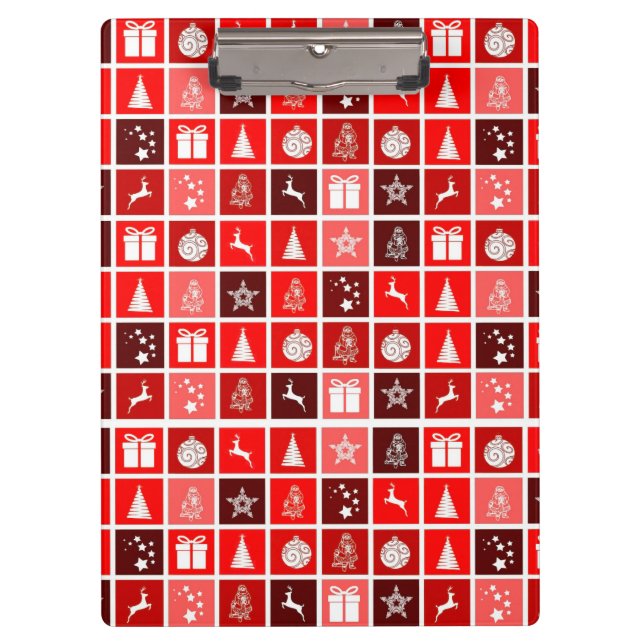 Red Christmas Holiday Cute Tree Reindeer  Clipboard (Front)