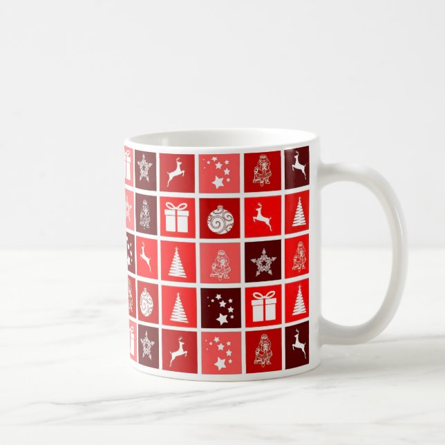 Red Christmas Holiday Cute Tree Reindeer  Coffee Mug (Right)