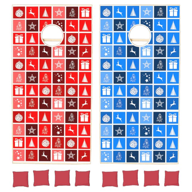 Red Christmas Holiday Cute Tree Reindeer  Cornhole Set (Set)