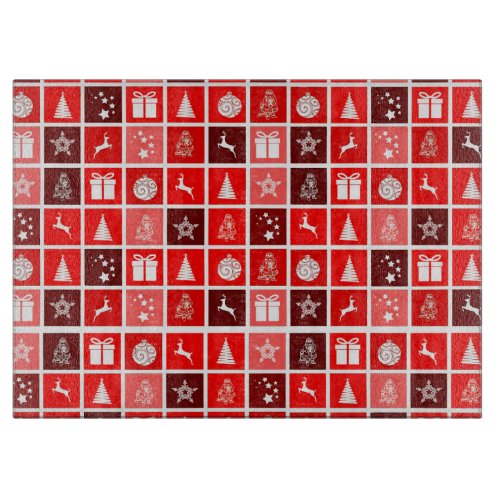 Red Christmas Holiday Cute Tree Reindeer  Cutting Board