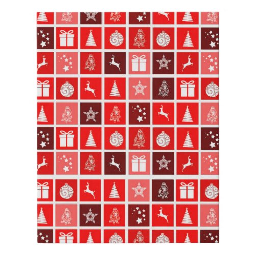 Red Christmas Holiday Cute Tree Reindeer  Faux Canvas Print