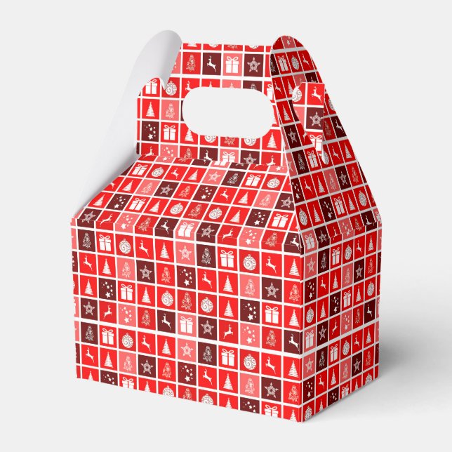 Red Christmas Holiday Cute Tree Reindeer  Favor Boxes (Front Side)