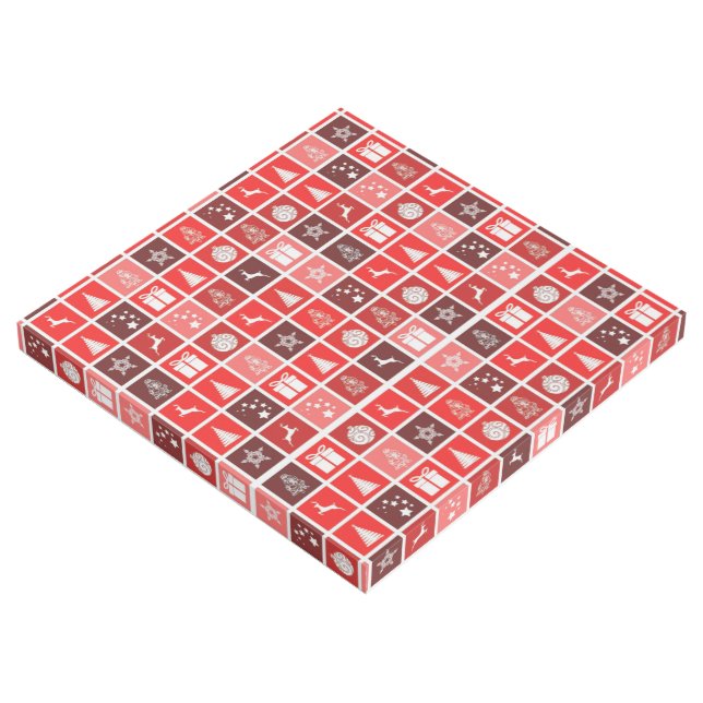 Red Christmas Holiday Cute Tree Reindeer  Gallery Wrap (3/4)