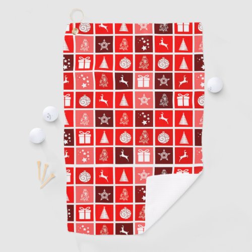 Red Christmas Holiday Cute Tree Reindeer  Golf Towel