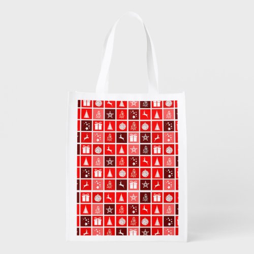 Red Christmas Holiday Cute Tree Reindeer  Grocery Bag