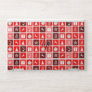 Red Christmas Holiday Cute Tree Reindeer HP Laptop Skin