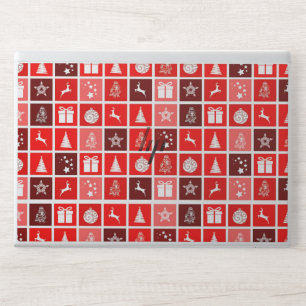 Red Christmas Holiday Cute Tree Reindeer HP Laptop Skin