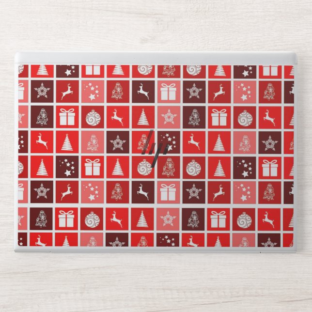 Red Christmas Holiday Cute Tree Reindeer  HP Laptop Skin (Front)