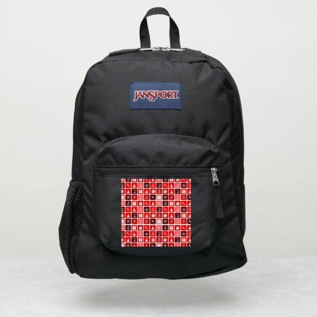 Red Christmas Holiday Cute Tree Reindeer  JanSport Backpack (Front)