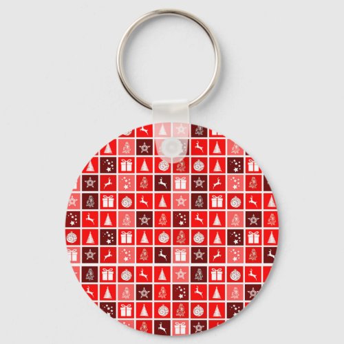 Red Christmas Holiday Cute Tree Reindeer  Keychain