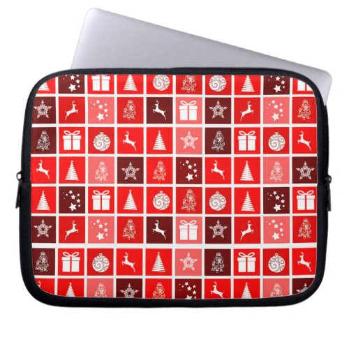 Red Christmas Holiday Cute Tree Reindeer  Laptop Sleeve