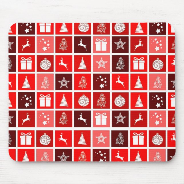 Red Christmas Holiday Cute Tree Reindeer  Mouse Pad (Front)