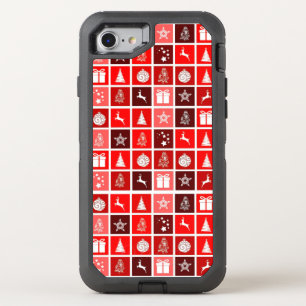 Red Christmas Holiday Cute Tree Reindeer OtterBox Defender iPhone SE/8/7 Case