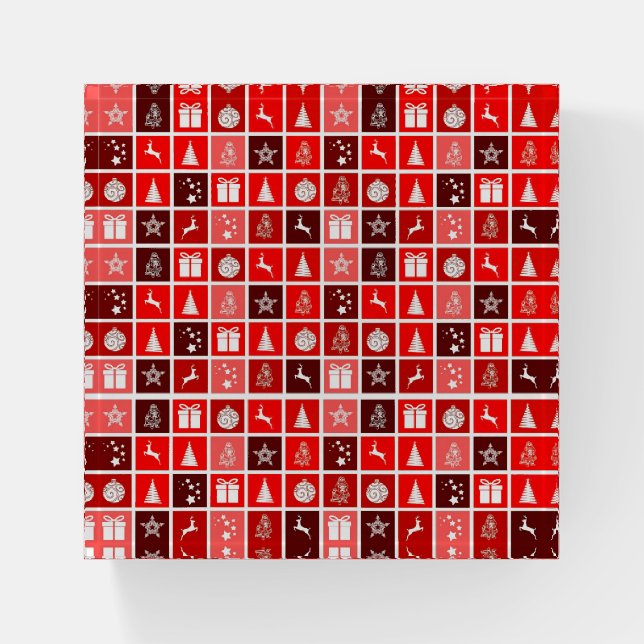 Red Christmas Holiday Cute Tree Reindeer  Paperweight (Front)