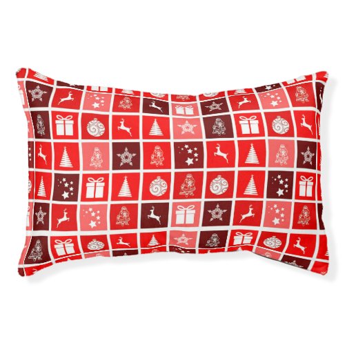 Red Christmas Holiday Cute Tree Reindeer  Pet Bed