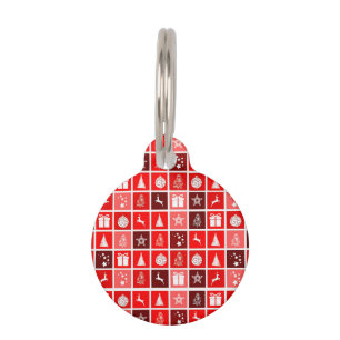 Red Christmas Holiday Cute Tree Reindeer Pet ID Tag