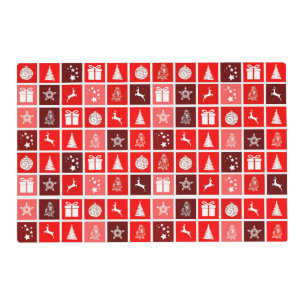 Red Christmas Holiday Cute Tree Reindeer Placemat