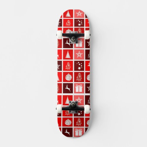 Red Christmas Holiday Cute Tree Reindeer  Skateboard