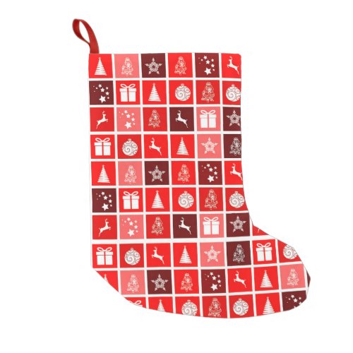 Red Christmas Holiday Cute Tree Reindeer  Small Christmas Stocking