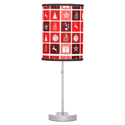 Red Christmas Holiday Cute Tree Reindeer  Table Lamp